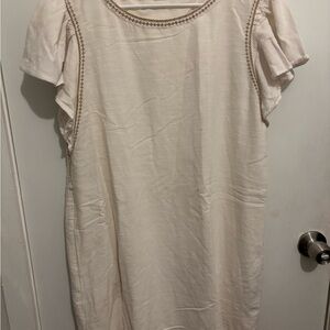 GAP Cream Short Sleeve Shift Dress with Contrast Stitching